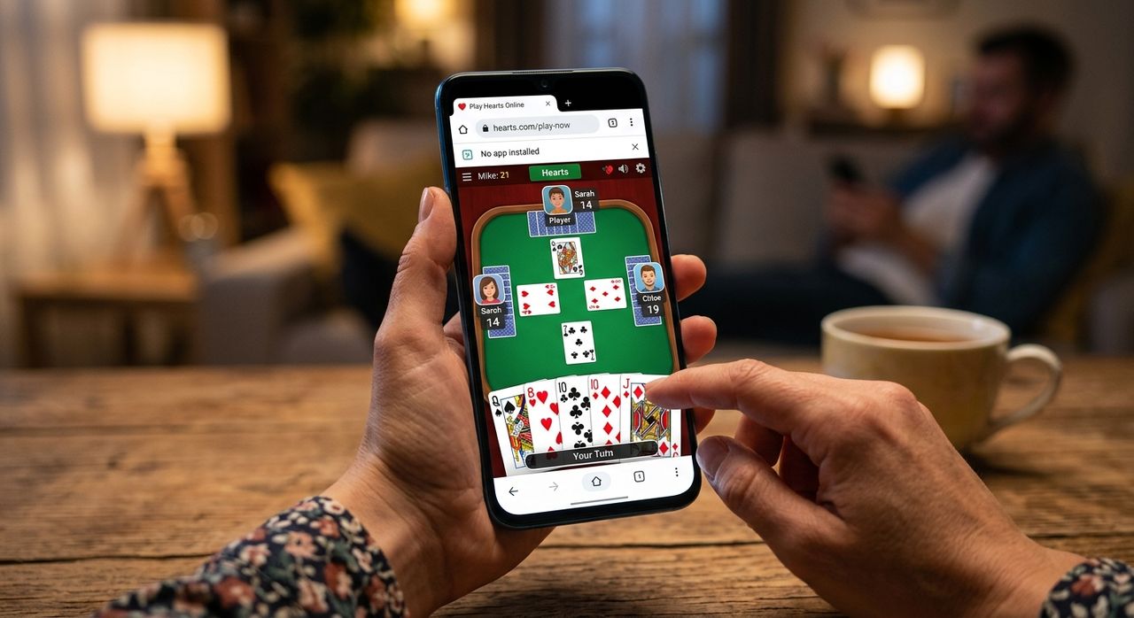 Playing Hearts Card Game on Your Phone Without Any App Install
