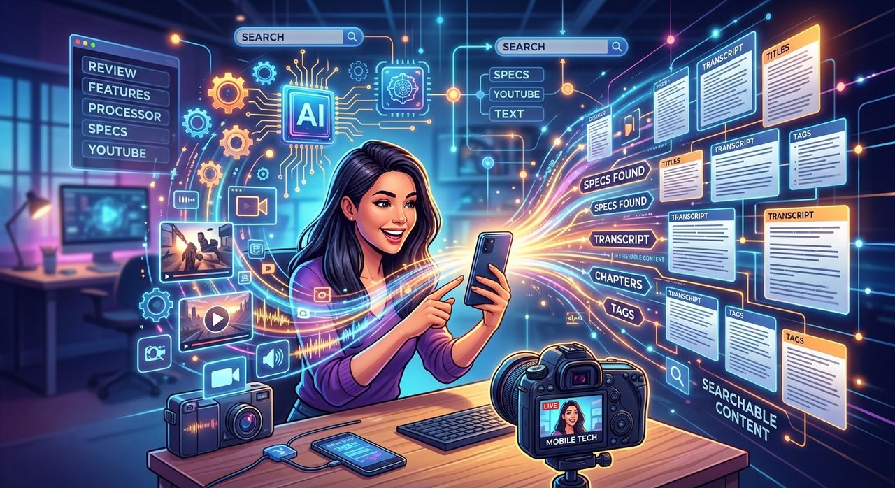 How Mobile Tech YouTubers Are Turning Videos Into Searchable Text