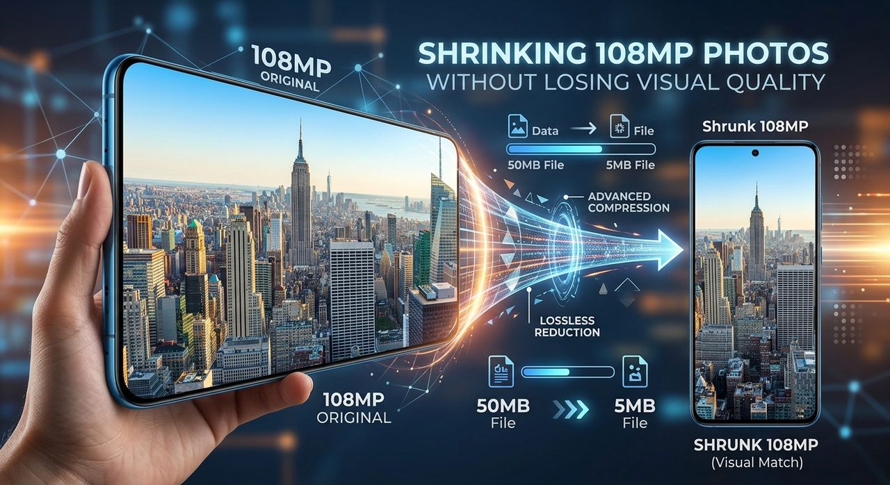 Shrinking 108MP Smartphone Photos Without Losing Visual Quality
